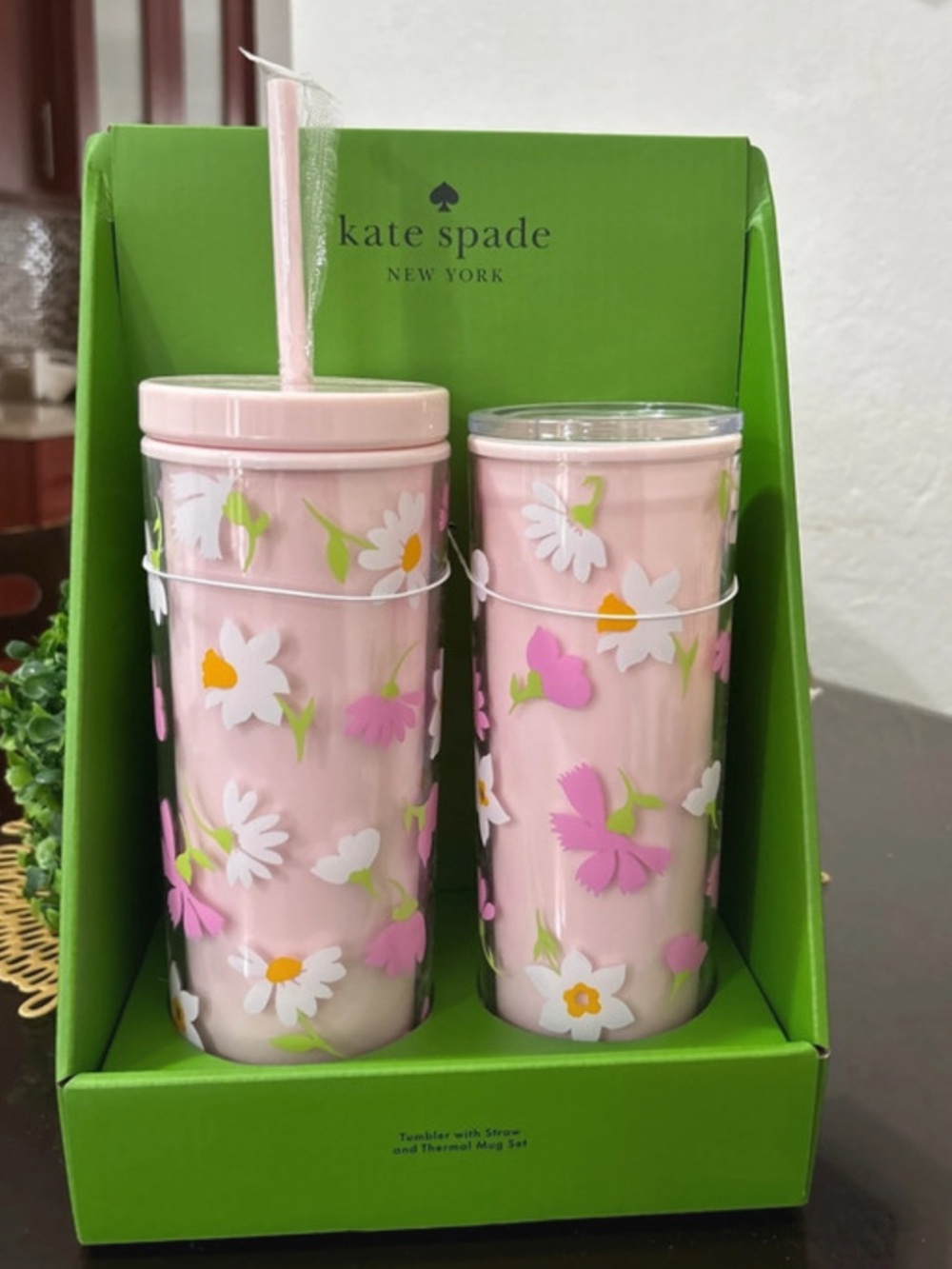 Kate Spade Tumbler with Straw and thermal Mug Set